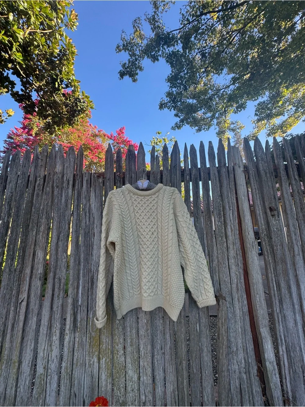 Vintage L.L.Bean Made in Ireland 100% Wool Aran Fisherman Sweater